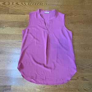 Pink Sleeveless Blouse with Mandarin Collar